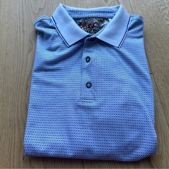 Robert Graham patterned white polo shirt - L - Picture 9 of 17